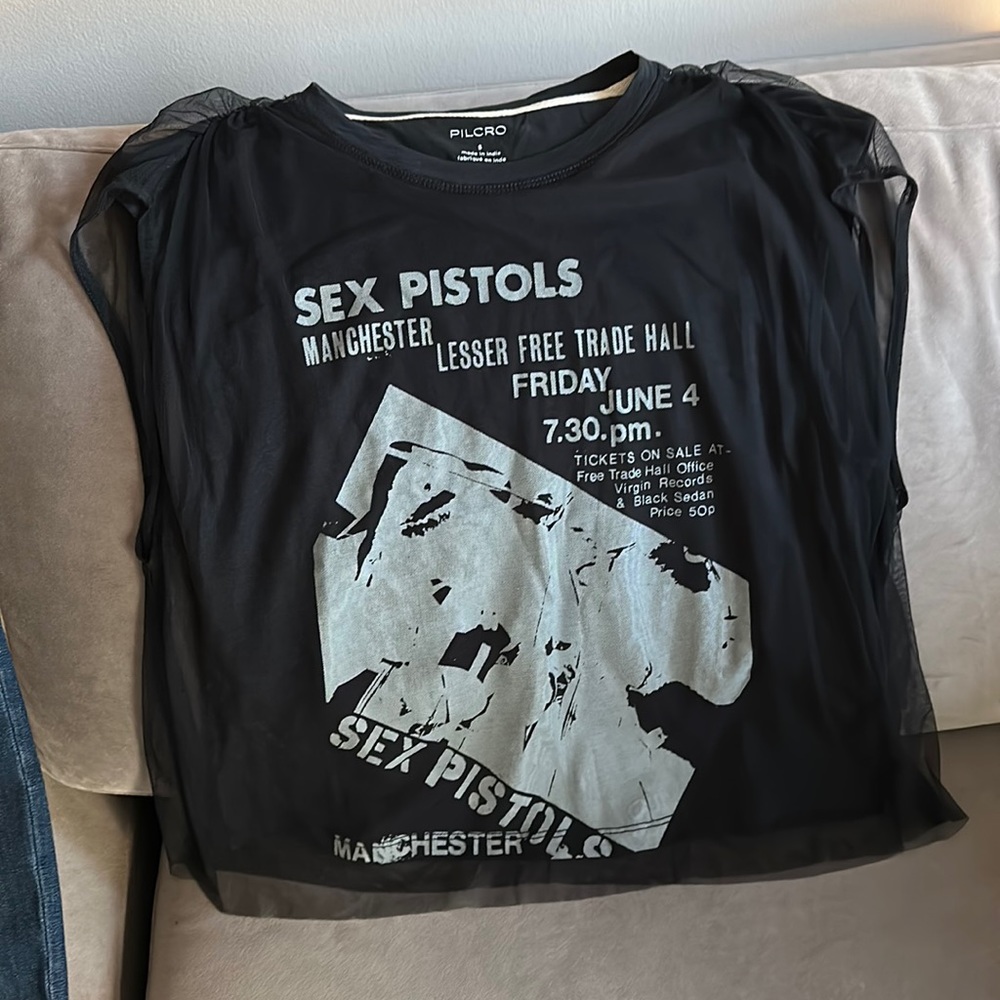 Pilcro Sex Pistol Tshirts Mesh overlay Size Small